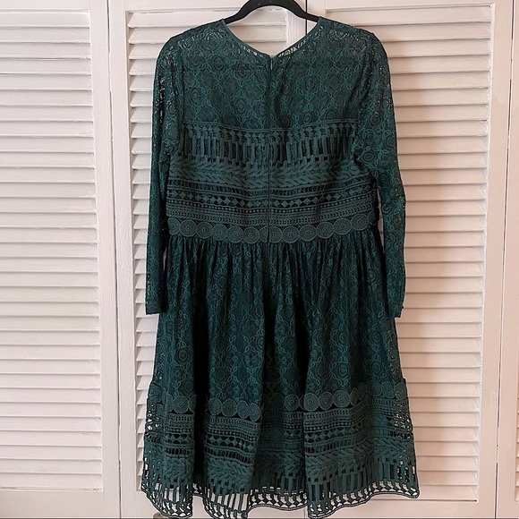 Forest Green Lace Long Sleeve Skater Dress by ASOS - Picture 5 of 7